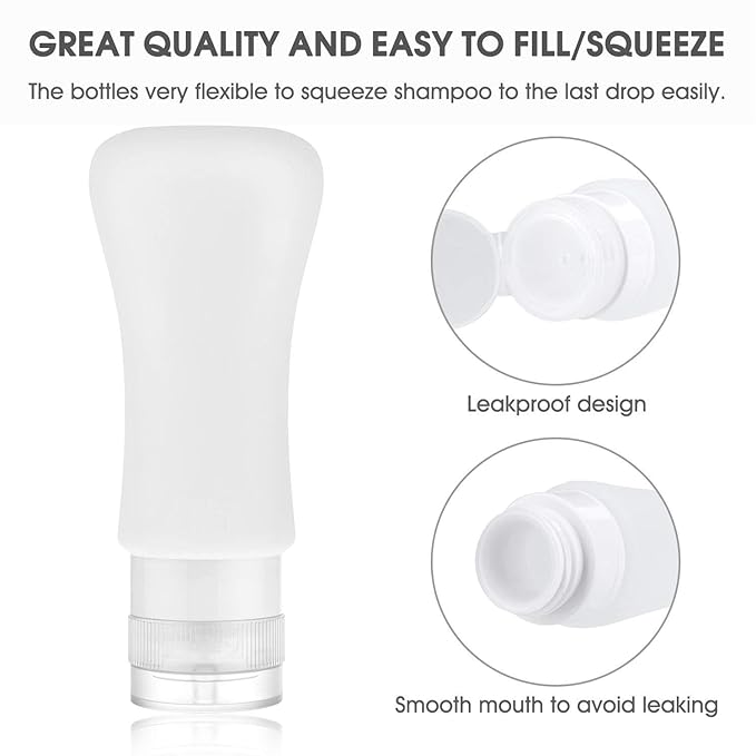 20 Pack Travel Bottles, 3oz 2oz Leak Proof Accessories Toiletries, Shampoo And Conditioner Bottles,Perfect for Business or Personal Travel, Fun Outdoors Silicone 20 Pieces