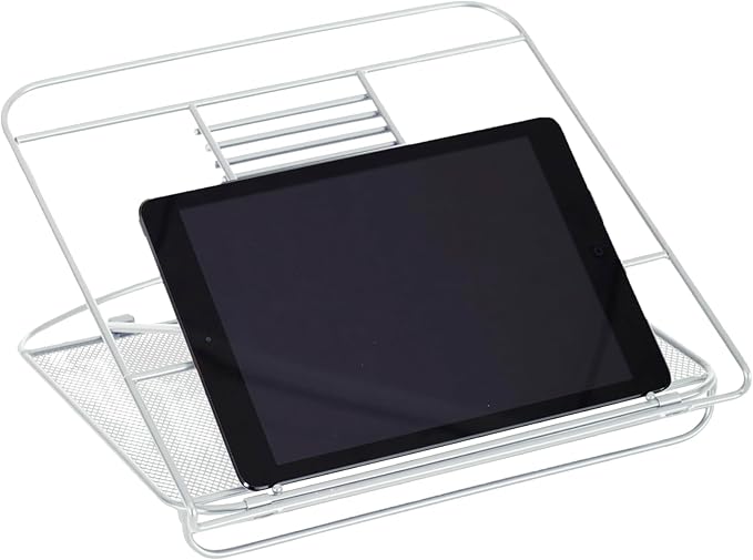 Safco Onyx Mesh Adjustable Ventilated Tabletop Laptop, Tablet Stand, Ergonomic Lift Stand' Silver