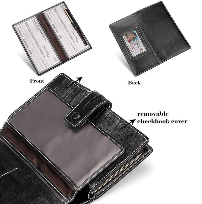FT FUNTOR Women's Big Fat RFID Blocking Wallet Leather Zip Around Clutch Large Phone Organizer Wristlet