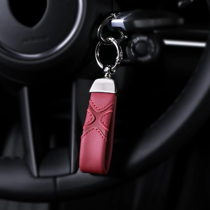 BETTERHUMZ Leather Suede Car Keychain,Key Chain Clip for Alcantara, Anti-Lost D-Ring for Men and Women Car Accessories
