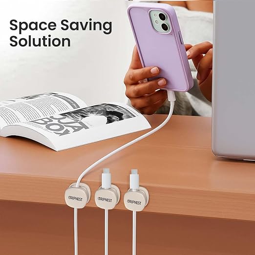 Cord Organizer [Fast Lock] 8 Pack GRIPNEST White Spring Cable Management [Easy Grip] Cable Holder Clips, Strong Adhesive Charging Cord Organizer for Nightstand, Desk, Home, Office, Car.