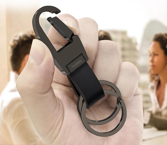 Key Chain Leather Heavy Duty Car Keychain for Men and Women 2 Pack