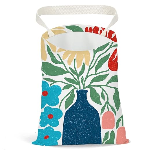 Boho Flower Car Trash Can, Car Trash Bag Hanging, Waterproof Cars Back Seat Hanging Organizer and Storage Trash Bags for Vehicle Travelling Camping