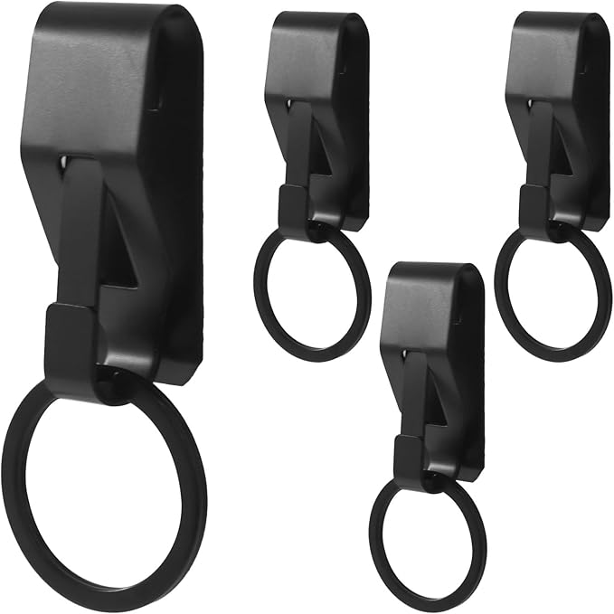 4 pcs Black Belt Key Clip, Security Key Holder Metal Keychain, Clip Keyring Holder for Car/Home/Office/Men/Women