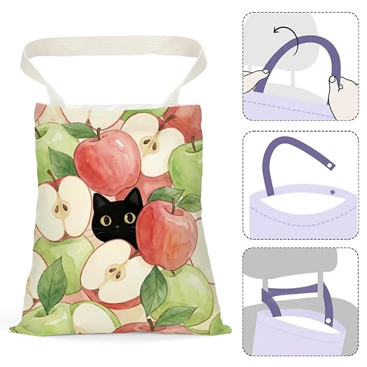 Black Cat Car Trash Bag, Apple Car Trash Bag Hanging, Apple Accessories, Summer Decor Waterproof Cars Back Seat Hanging Organizer Garbage Can for Vehicle Travelling Camping