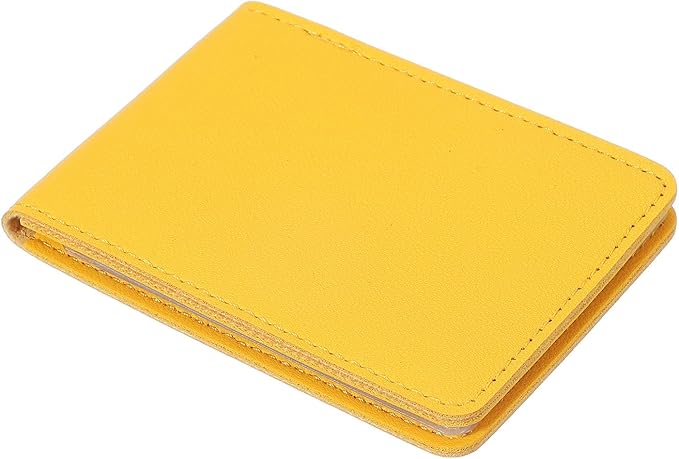uxcell Leather Credit Card Holder, 10 Slots Blank Driver's License Holder for Women and Men, Multi-Functional Card Organizer for Documents, ID Cards, License(Yellow)