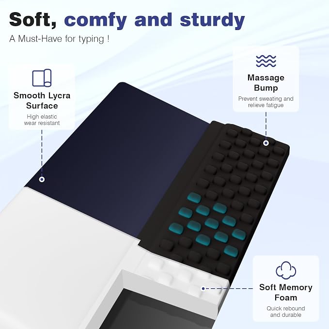 Ospelelf Keyboard Wrist Rest, Ergonomic Memory Foam Wrist Support for Typing & Gaming, Tilted Keyboard Pad, Aesthetic Desk Accessories for Office, Relief for Carpal Tunnel & Wrist Pain, Black Blue