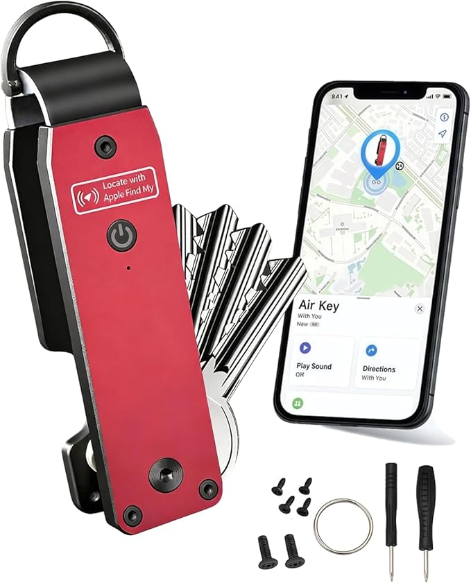 Air Keychain with GPS Tracker : Lightweight Compact Key Holder for Outdoor Use - Minimalist Metal Key Organizer
