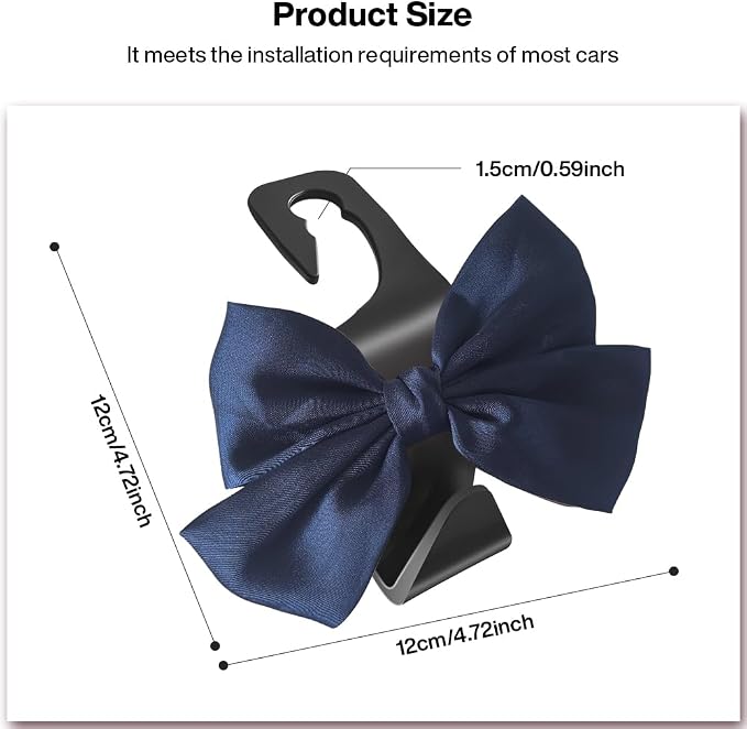 2 Pack Car Seat Headrest Hook, Auto Seat Hook Hangers Storage Organizer Interior Accessories for Handbag Clothes Coats Grocery Bags (Dark blue)