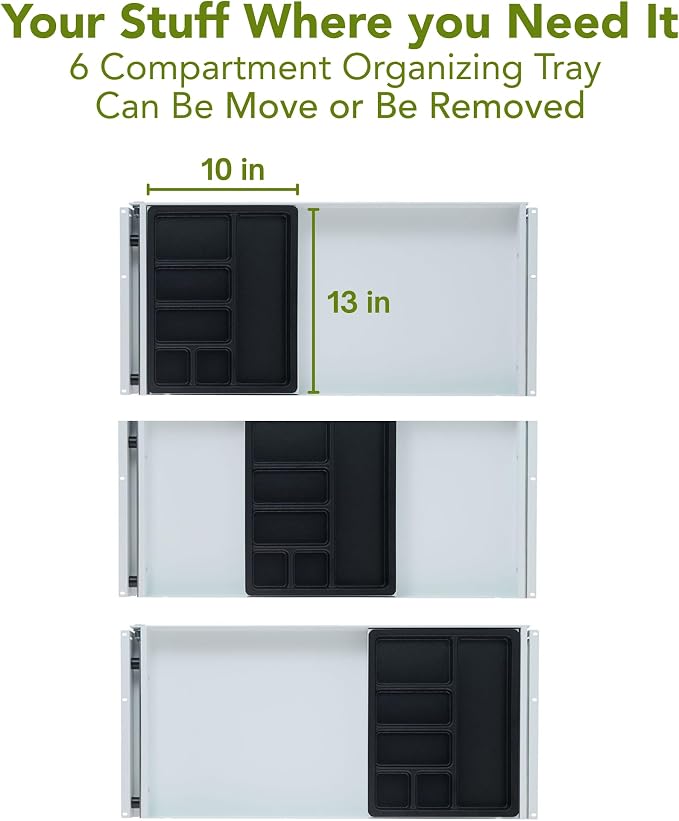 Perfect POSTURE Max Under Desk Storage Drawer – Large Desk Drawer with Lock for Regular & Sit-Stand Standing Desks, White (13" x 26.5")