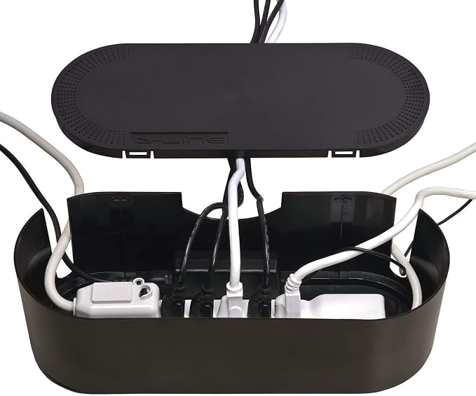 D-Line Large Black Cable Management Box and D-Line Black Cable Tube Bundle