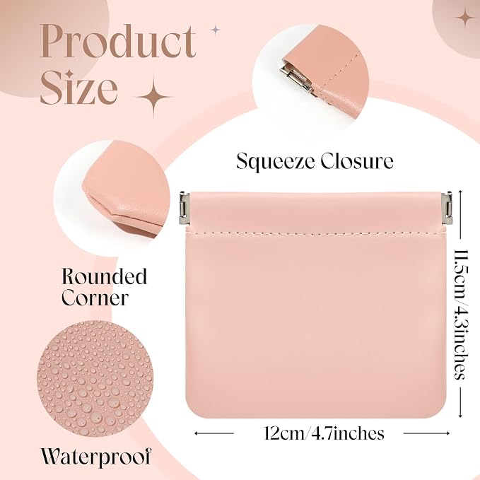 4Pcs Small Makeup Bag for Purse, 4.7in Pocket Cosmetic Bag Organizers, Waterproof PU Leather Pouches for Purse, Portable Squeeze Coin Purse for Women Mini Travel Jewelry Storage Pouch (Summer)