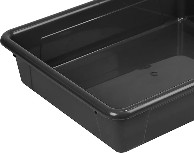 Storex Letter Size Flat Storage Tray – Organizer Bin for Classroom, Office and Home, Black, 20-Pack (62516A05C)