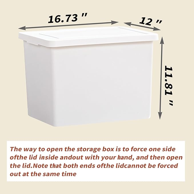 YUNGSHY 4 Pack 27 Quart White Large Stackable Storage Bins With Lids,Bathroom Closet Undersink Organizers and Storage Containers and Durable Nestable Closet, Garage, Totes (white, 27Qt.-4Pack)