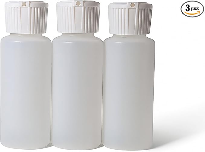 Translucent Squeeze Plastic Bottles with Flip Top Caps, 2 oz TSA Approved, Set of 3, Chemical Resistant, FDA Compliant. Safe for Premium Costmetic, Shampoo, Conditioner and DIY projects.