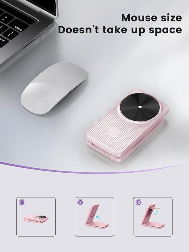 Magnetic Wireless Charger for Samsung Galaxy S26 Ultra, 3 in 1 Wireless Charging Station for Samsung Watch 8, Travel Foldable MagSafe Charger Stand for Android S25 Ultra/Z Fold/Z Flip 7, Buds 4 Pro