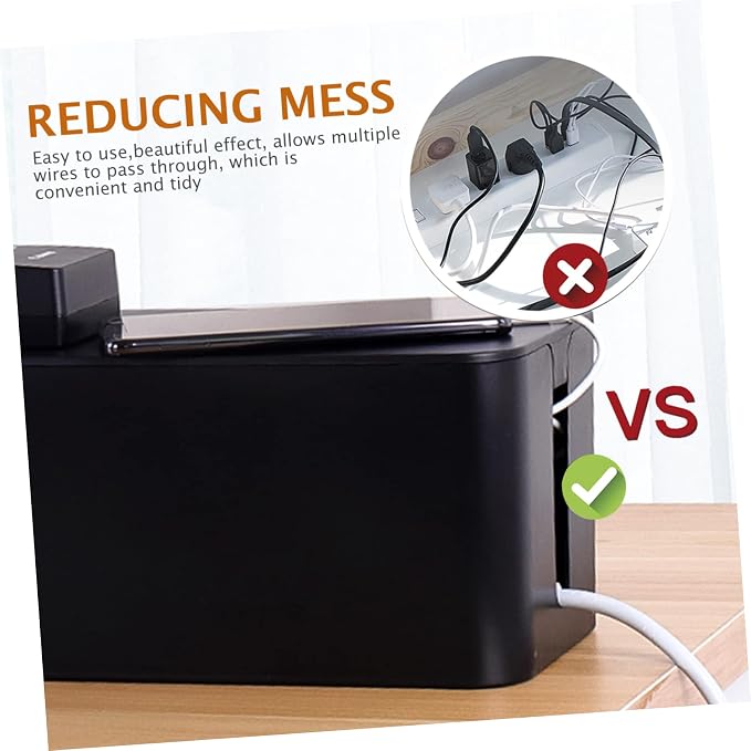 NUOBESTY Cable Management Box for Home Office Compact Cable Organizer Cord Storage Solution Tidy Up Power Strips and Cords