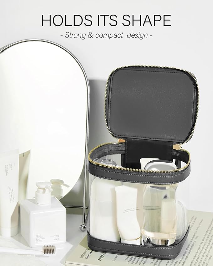 Camdeez ROWNYEON Clear Makeup Case Toiletry Bag Multipurpose Travel Makeup Train Case Portable Cosmetic Organizer Transparent Storage Bag