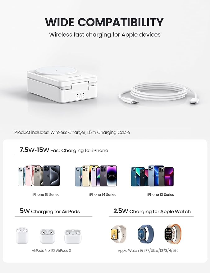 Lamicall Foldable 3 in 1 Wireless Charging Station for Apple MagSafe - [Upgraded Cooling & Reliability] Compact Travel Magnetic Charger Stand for iPhone 17 16 15 14 13 Pro Max, AirPods, Apple Watch