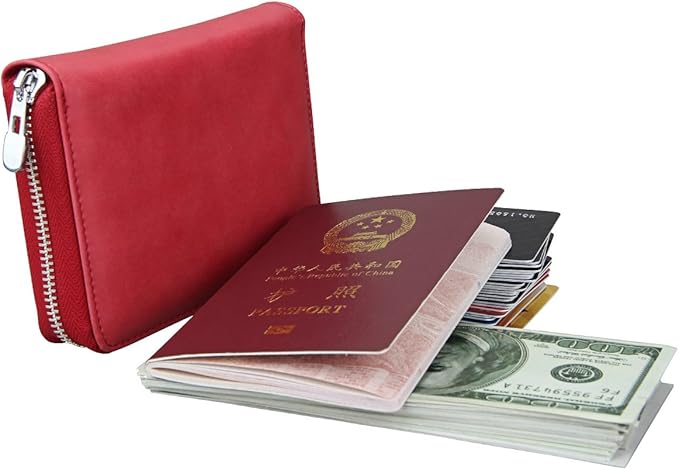 boshiho RFID Blocking 24 Slot Credit Card Holder Wallet Real Leather Multi Card Organizer Wallet with Zipper
