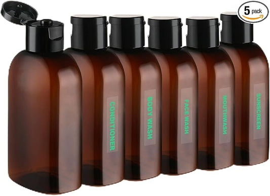 Cosywell Travel Bottles for Toiletries 6pcs 3.4oz TSA Approved Travel Shampoo Bottles Leak Proof Empty Lotion Containers with Flip Cap Small Plastic Squeeze Bottle(Brown)