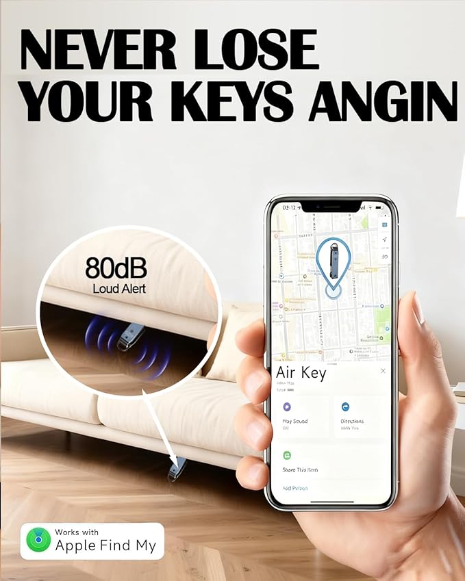 Air Keychain with GPS Tracker : Lightweight Compact Key Holder for Outdoor Use - Minimalist Metal Key Organizer