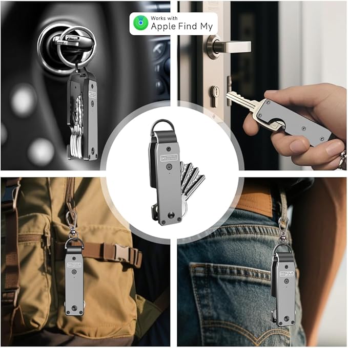Key Organizer Men's Keychains with Smart Tracker, Key Finder, Compact Key Holder -Minimalist Key Case Metal Car Key Chain