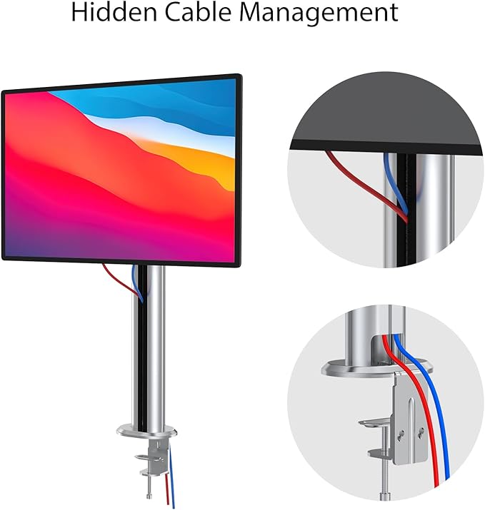 BEWISER Dual Monitor Desk Mount- Vertical Heavy Duty Monitor Stand Clamp Mount Fits Two 17 to 49 Inch Screen with Swivel, Tilt, Height Adjustable,Weight Capacity up to 33 lbs