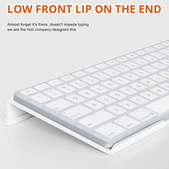 Richboom Acrylic Tilted Computer Keyboard Holder for Easy Ergonomic Typing, Keyboard Stand for Office Desk, Home, School, White