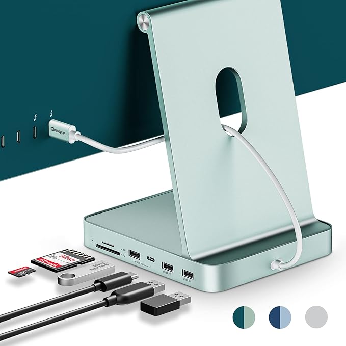 Minisopuru iMac USB C Hub - Supports M.2 NVMe SSD, iMac Accessories for M1/M3/M4, USB A/C 10Gbps, SD/TF, M.2 SSD (Not Included), Green