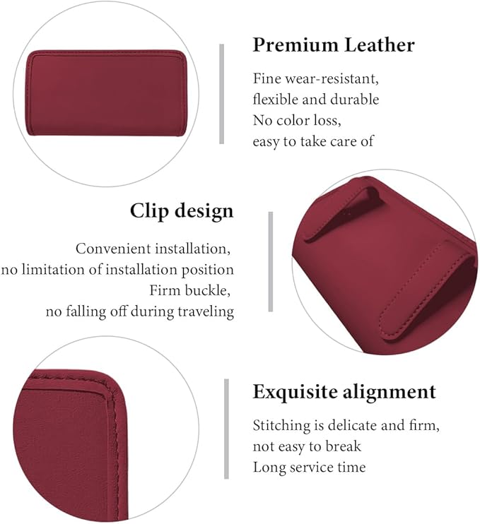 DXNQ Car Trash Can, Foldable Leather Hanging Trash Bag, Multi-Function Mini Storage Box Garbage Can for Car, Wine Red