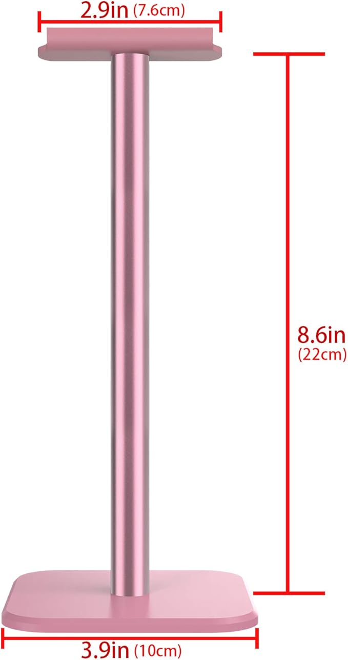 Geekria Aluminum Alloy Headphone Stand for Over-Ear Headphones, Gaming Headset Holder, Desk Display Hanger with Solid Heavy Base Compatible with Beats SoloPro, Bose QC35 (Pink)