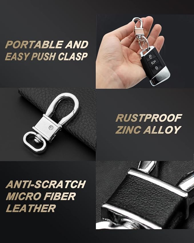 FEYOUN 4 Pack Metal Carabiner Keychain Key Clip Hook, 4 Key Rings Car Key Chain Clips Ring Holder Organizer for Men and Women, Car Accessories, Multi Color