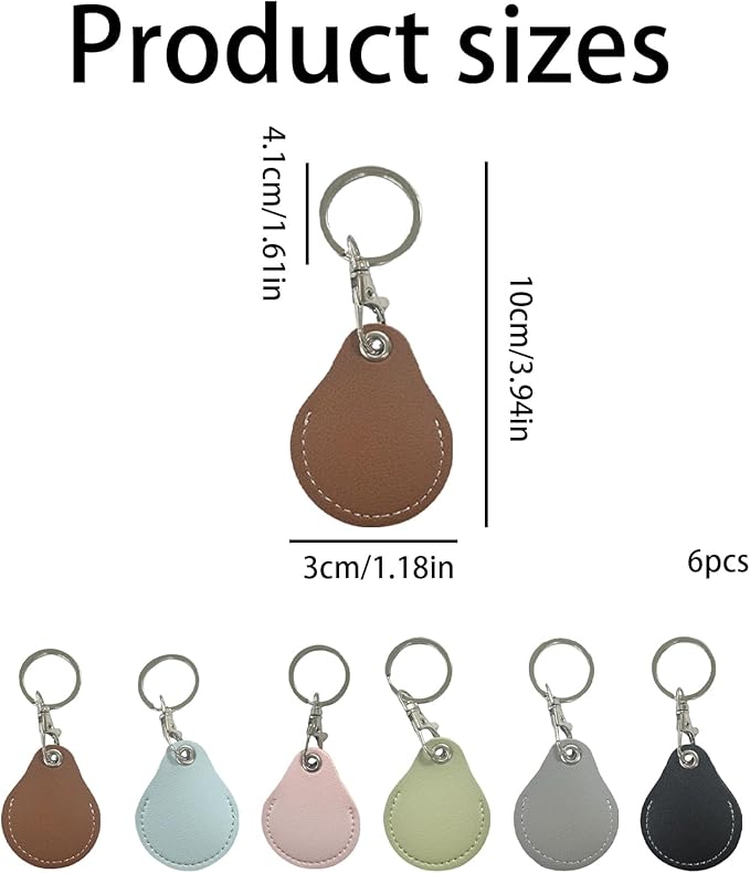 6 Pcs PU Leather Key Fob Holder - Keychain Case Protector for Office Keys, Access Control Cards