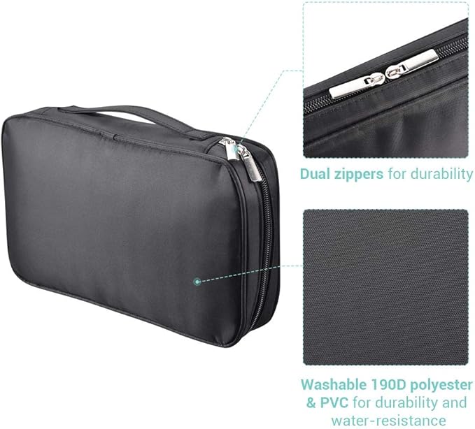 BYOOTIQUE Makeup Brush Bag Organizer Portable Multi Brush Holder Makeup Hand Bag Cosmetic Organizer Detachable Pouch Storage Case for Travel Home, Black