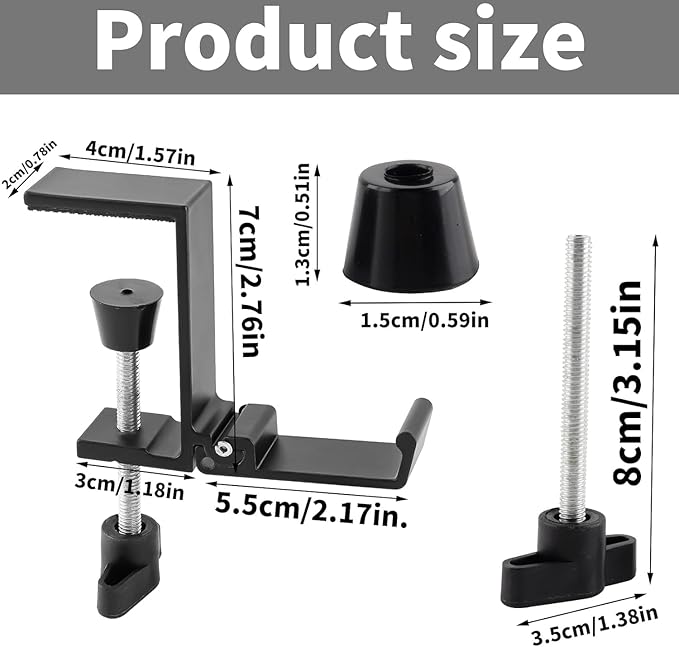 JAKO Headphone Stand for Desk, Aluminum Alloy Foldable Headphone Holder - Headset Stand Hook Mount, PC Gaming Headset Holder Under Desk Clamp for Office, Computer, Student Class Table, Handmade Table