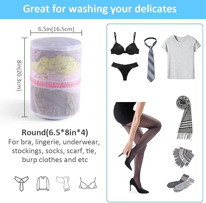 GOGOODA Mesh Laundry Bags for Delicates Durable Protective Wash Bags Travel Storage Bags for Intimates Lingerie, 4 PCS (8 * 6.5in)