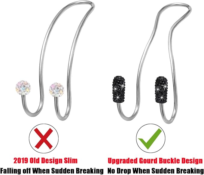 MTGOCHA Car Headrest Hooks Car Purse Hook(2 Pack),Bling Car Bag Hooks, Car Hook for Purses and Bags Cute Metal Car Purse Holder Hook, Bling Car Accessories for Women, Black