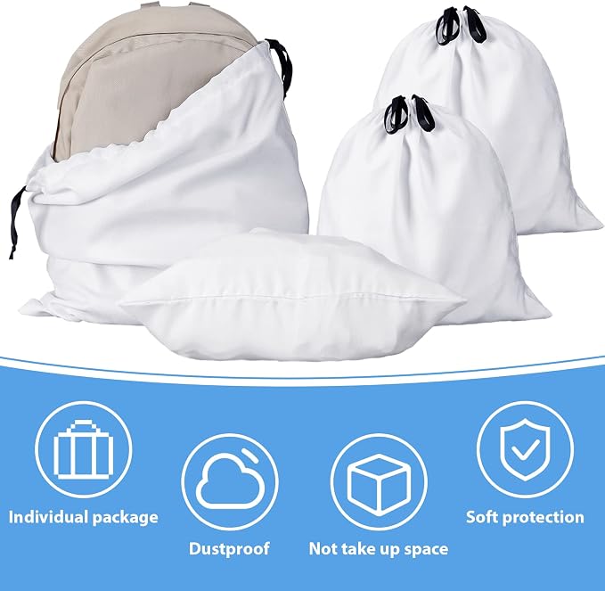 Woanger 10 Pcs Dust Cover Bags Large Dustproof Drawstring Washable Breathable Storage Bag with 2 Sizes, Reusable for Shoes Purses Handbags Travel Packing Luggage Toys Organizer Home Storage