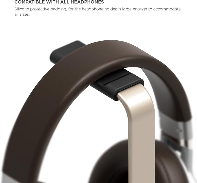 elago® H Stand [Champagne Gold] - [Premium Aluminum][Scratch-Free Padding][Perfect Height][Compatible with AirPods Max and All Headphones][Modern Design] Gaming and Audio Headphones