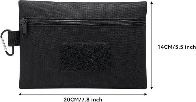 Faylapa 3 Pack Tactical Tool Zipper Pouch Bag with Carabiner, Utility Admin Storage Pocket Small Carrying Kit Accessories for Chest Rig, Hanging Pouches Backpack Accessories Pouch
