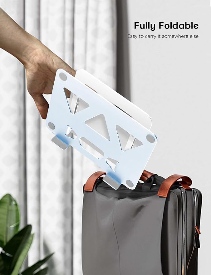 Adjustable Laptop Stand for Desk,Portable Laptop Stand Holder and Riser,Foldable Aluminum Notebook Computer Stands for MacBook Air Pro HP Lenovo Dell Samsung, 10-15.6 inch (Sky Blue-Silver)