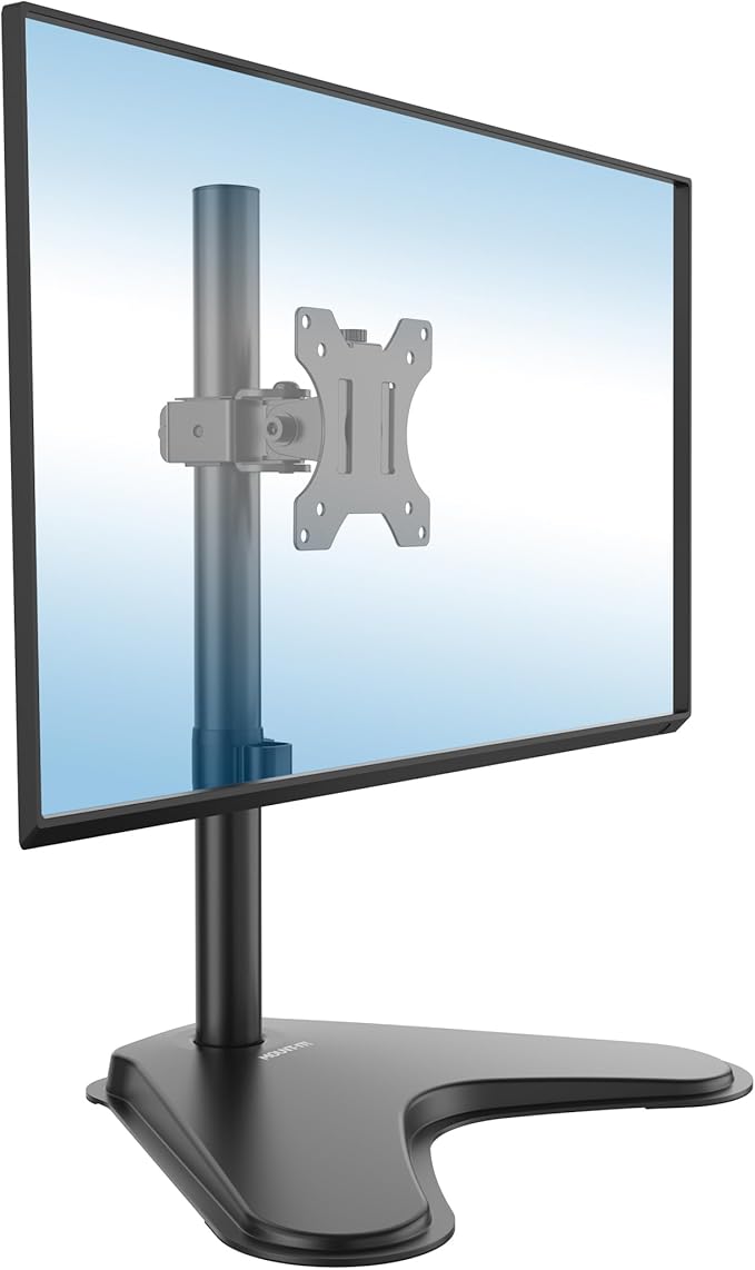 Mount-It! Free Standing Monitor Stand for Desktops | Single Monitor Mount | VESA 75 100 Compatible Displays | Height Adjustable Tilt Swivel Rotating | Fits 21.5 23 24 27 28 29 32 Inch Computer Screen
