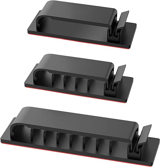 Cable Management Clips, 20Pcs Cord Organizers Wire Clips Cord Holder for TV PC Ethernet Cable Desk Home Office (Black)
