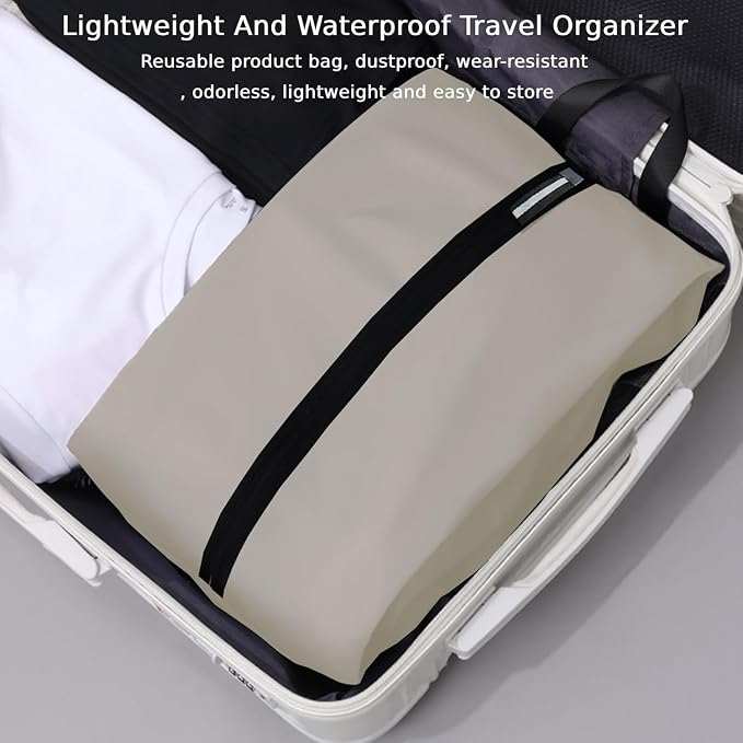 Shoe Bag Water-Resistant, Travel Friendly Golf Shoe Bag with Zipper for Sports Ideal for Gym,Spikes,Golf,Tennis (Off White, 1-Pack)