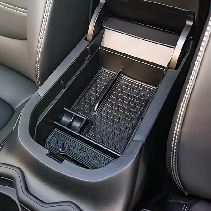 TACORBO Center Console Organizer Compatible with Toyota RAV4 2019 2021 2020 2022 2023 2024 2025 and 2021-2024 2025 RAV4 Prime Accessories, Armrest Secondary Storage Box Insert Tray, Black Trim