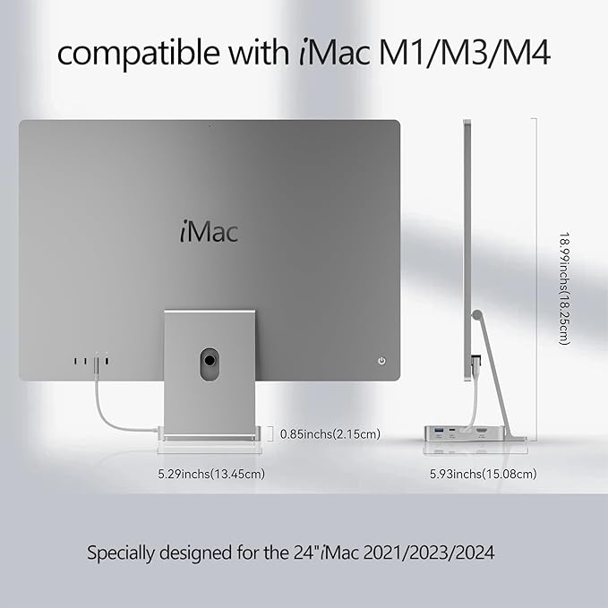 USB C Hub for Mac 24 inch 2021/2023/2024, 8 in 1 iMac USB Hub with M.2 SSD Expansion (SSD Not Included)，with USB A/C 3.2 10Gbps, SD/TF, HDMI iMacM1 M3 M4 Dock Accessories