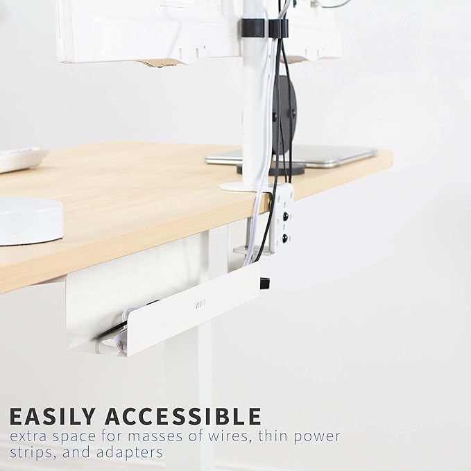 VIVO Under Desk 17 inch Cable Management Tray, Cord Organizer, Home Office Desk Accessories, White, DESK-AC06-1CW