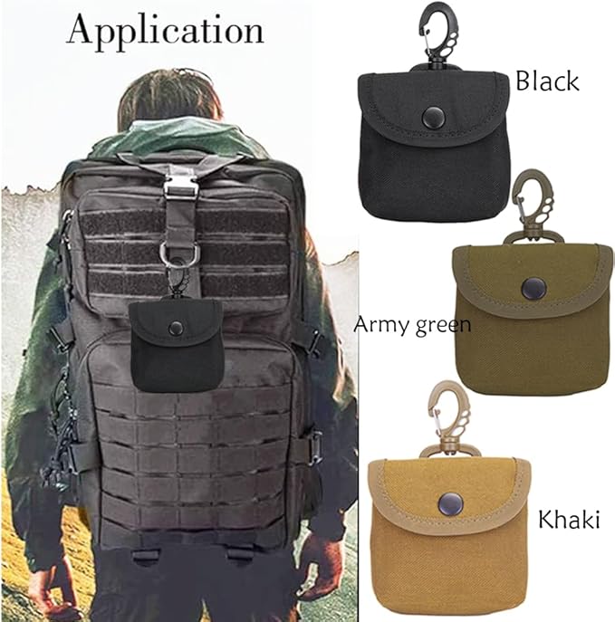 2 Pack Tactical Pouches - Military EDC Pocket Pouch as Keychain Coin Purse Battery Cigarette Case Mini Tool Organizer ID Card Holder Waist Case Earphone Pack (Black-2pcs)