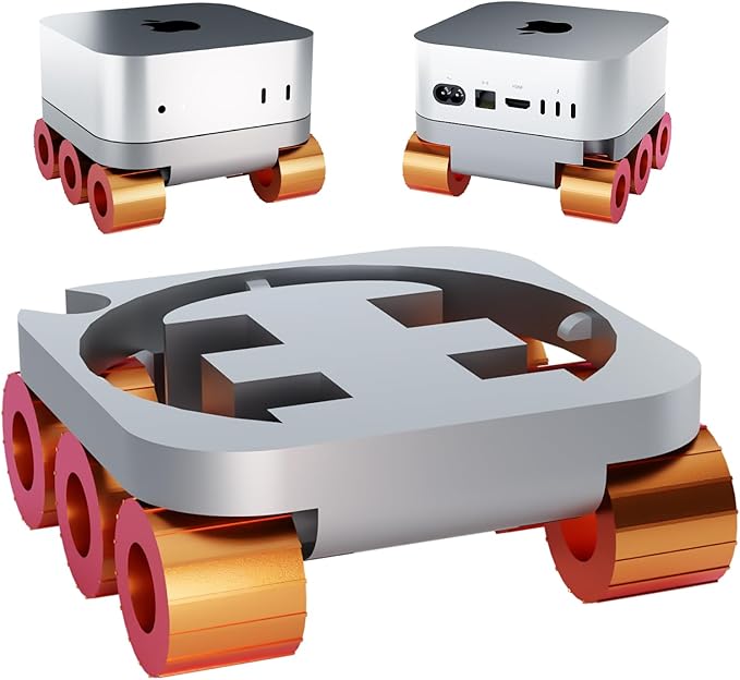 Dock for Mac Mini M4 2024, 3D Printed Heat Dissipation Monitor Mount Stand Base, Mars Rover Shape Computer Host Vertical Dock Holder Bracket - Orange